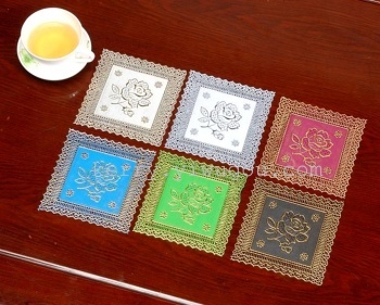 外貿PVC蕾絲燙金、銀杯墊 精致生活中的低調奢華